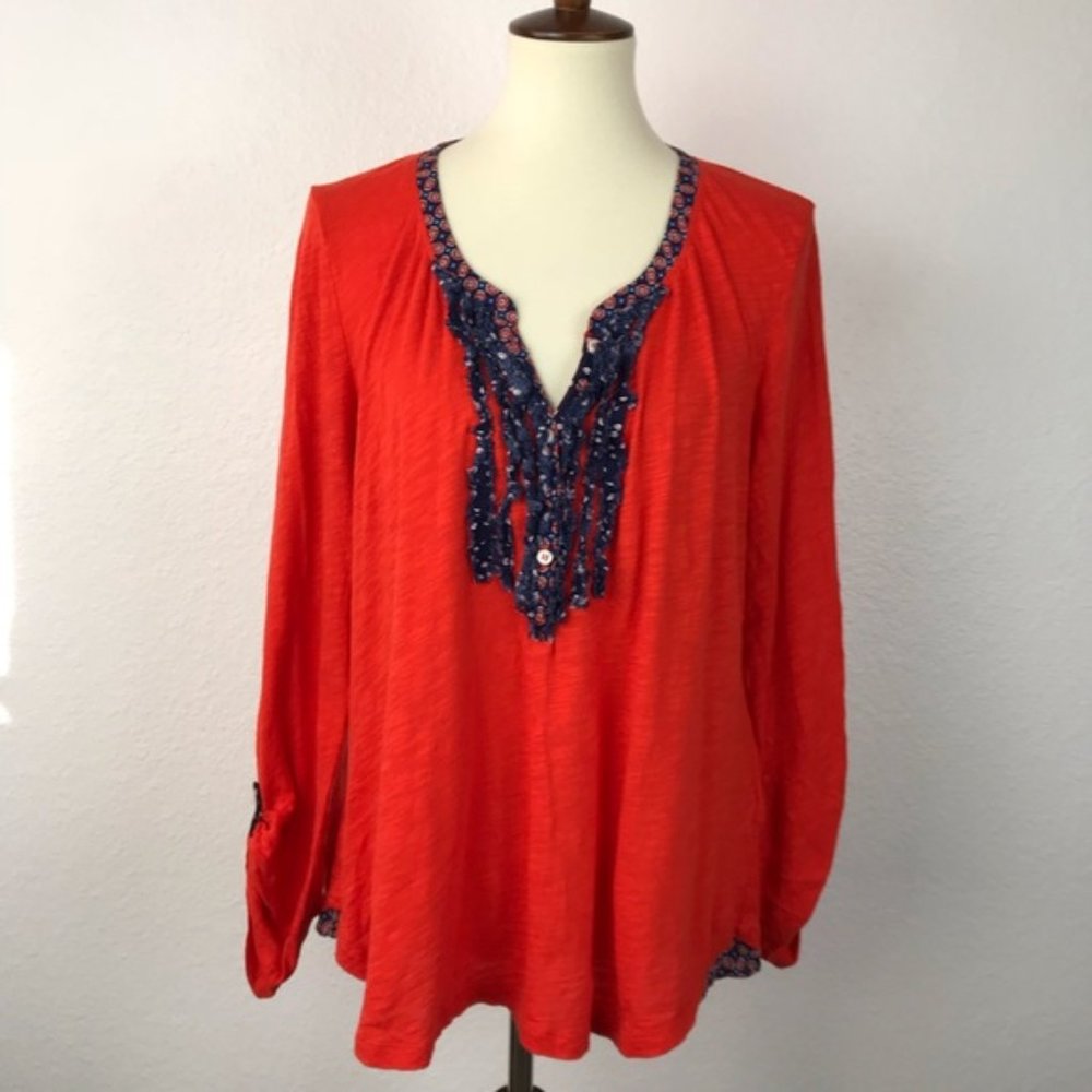 Anthropologie Postmark Knit Print Trim Top